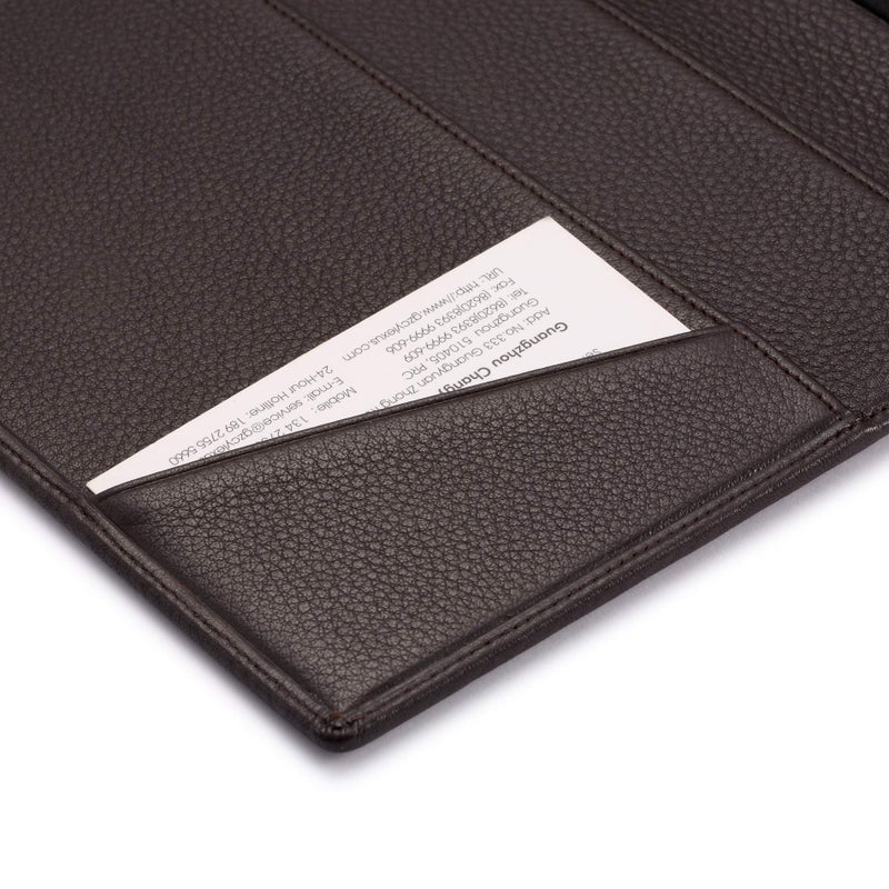 HISCOW Leather Junior Padfolio for Men & Women with Pen Loop, Italian Calfskin, Business Portfolio Notebook Folder (Pebbled Coffee) - Image 5